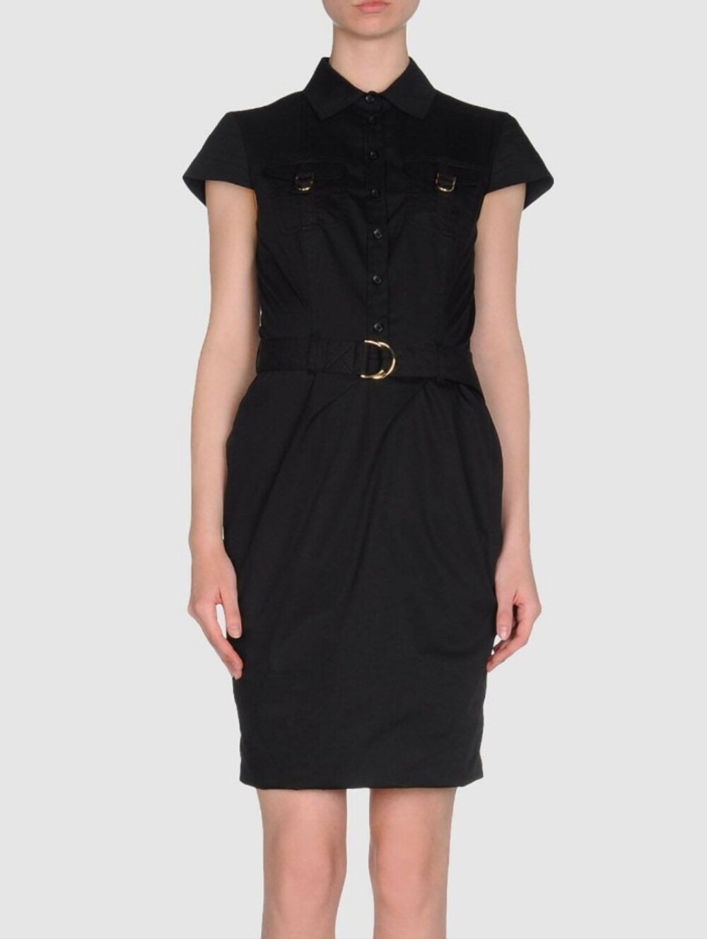Moschino Cheap And Chic Classic Black Belted Shirt Dress